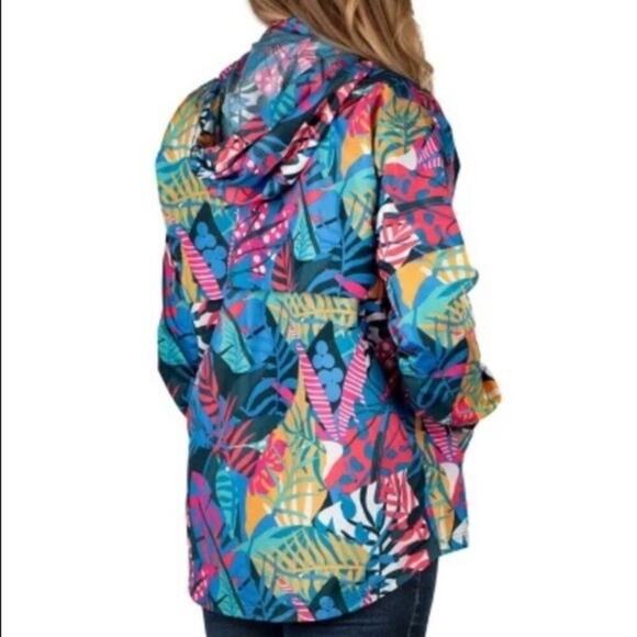 Lauren James multicolored water resistant jacket Kangaroo pouch pocket zipper - Picture 2 of 13